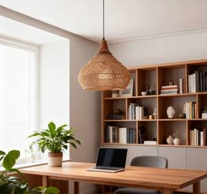 Lampadario Rotondo in Rattan Fatto a Mano, Illuminazione per <span class=keywords><strong>Cucina</strong></span> e Sala da Pranzo, Design <span class=keywords><strong>Moderno</strong></span> per <span class=keywords><strong>Soggiorno</strong></span>, Camera da Letto e Ristorante - Product Image 5