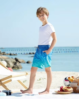 Shorts de bain décontractés d'été personnalisés avec logo, respirants, imperméables, séchage rapide, en polyester et élasthanne tissé, imprimé rayé, avec cordon de serrage