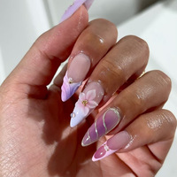En gros 24 pièces/boîte presse sur les ongles avec de la colle Stiletto pointu amande ongles artificiels faux ongles personnalisés