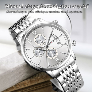 Reloj de Pulsera de Cuarzo Cronógrafo de Moda para Hombre Sanda 1165, 3 Esferas 6 Agujas, Esfera Luminosa Resistente al Agua, Reloj Casual para Uso Diario - Product Image 2