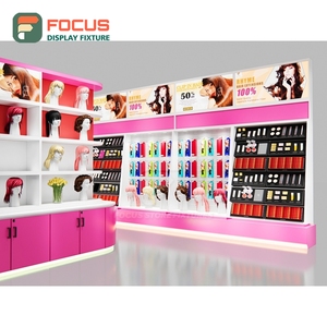 Comptoir de présentation de perruques haut de gamme avec vitrine en verre, tiroir et étagère intégrée pour magasin de coiffure - Product Image 4