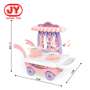 Mini de plástico carro cocinar mesa que utensilios de cocina con comida feliz juguetes de cocina juguetes con luz y música - Product Image 1