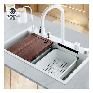 Nuovo prodotto raccomandazione Multi-funzione <span class=keywords><strong>bianco</strong></span> rubinetto lavello 304 acciaio inox singolo foro cascata Design - Product Image 5