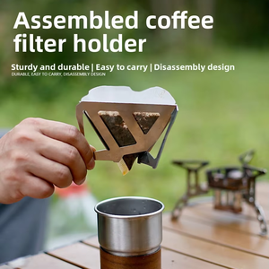 Soporte para café con filtro, portátil, de acero inoxidable, plegable, para camping al aire libre, con embudo y taza, para estufa de café y filtro de posos de café - Product Image 1