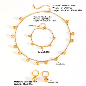 Hot Selling Schmuck <span class=keywords><strong>Set</strong></span> Großhandel Minimalist <span class=keywords><strong>Gold</strong></span> Anhänger Halskette Personal isierte Edelstahl Kugel Ohrringe Armbänder 4St - Product Image 6