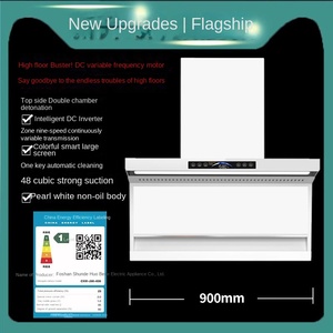 White 7-shape 900mm Range <b>Hood</b> Smart Smoke Extractor <b>Hood</b> <b>Cooker</b> Chimney Exhaust Range <b>Hood</b> for Kitchen - Product Image 5