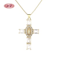 Pendentif en cristal d'or 18K de croix religieuse simple unisexe blanc transparent pour la fabrication de bijoux collier