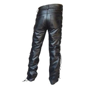 OEM Wholesale New Trend Stylish Men Clothing Casual Lace up PU <strong>Faux</strong> <strong>Leather</strong> Pants Straight <strong>Trousers</strong> - Product Image 2