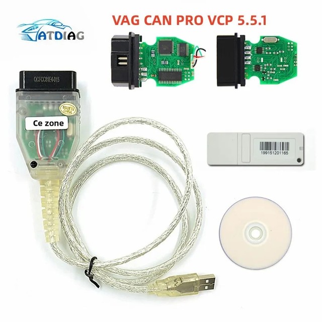 New VAG CAN PRO V5.5.1 with FTDI FT245RL VCP OBD2 Diagnostic Interface USB Cable Support Can Bus UDS K Line Works for AUDI/VW