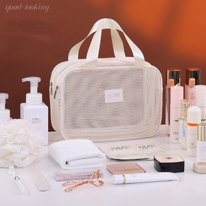 Mesh double-layer <b>toiletry</b> bag large capacity handheld makeup bag multi-functional partition travel cosmetics <b>storage</b> bag - Product Image 4