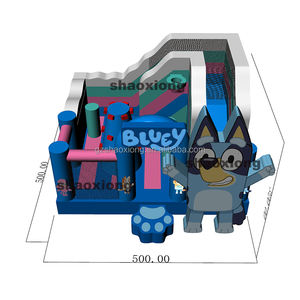 Château <span class=keywords><strong>gonflable</strong></span> commercial d'extérieur pour enfants, thème Bluey, avec toboggan et zone de saut - Product Image 2