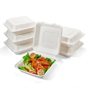 Sugarcane bagasse lunch box containers takeaway box biodegradable lunch box food disposable