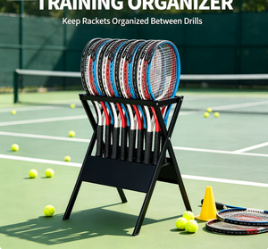 Support de présentation de raquettes compatible <span class=keywords><strong>Wilson</strong></span>, support de sol en métal amovible pour le rangement et la présentation de raquettes de <span class=keywords><strong>badminton</strong></span> et de tennis - Product Image 1