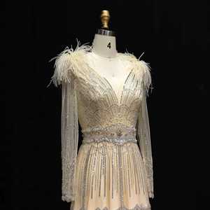 Vestidos de fiesta de noche formales de manga larga champán clásico - Product Image 3