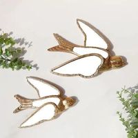 Set Dekorasi Dinding Resin Bergaya Vintage dengan Gambar Capung dan Angsa Terbang untuk Latar Belakang Dinding Ruang Tamu