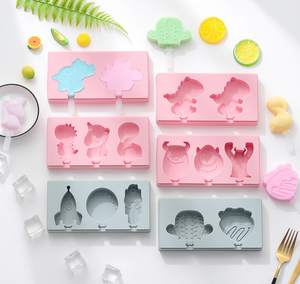 Ensemble de moules de barre de crème glacée en Silicone de dessin animé populaire avec 10 bâtons en plastique bricolage plateau de moules à Popsicle - Product Image 6