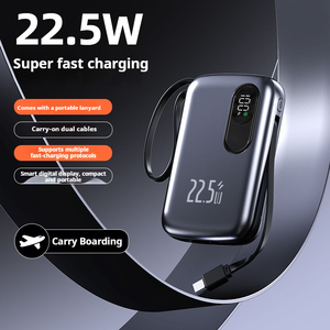 Nouvelle batterie externe portable de style cordon rétractable à charge rapide avec affichage numérique double ligne intégré 20000mAh - Product Image 5
