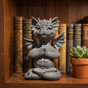 Zen Meditation <strong>Dragon</strong> Statue Yoga Pose Resin Sculpture for Outdoor Garden Decor Stone Texture Figurine - Product Image 3