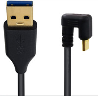 Kabel Data USB 3.0 Tipe A Jantan ke Tipe C Betina 90 Derajat Berlapis Emas 5Gbps untuk Komputer dengan Selubung PVC