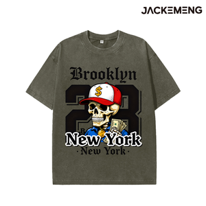T-shirt Oversize Nera con Stampa Gotica, Teschio con Banconote e Numero 23 Grande, Disponibile in Stock USA, Maglietta Casual all'Ingrosso - Product Image 3