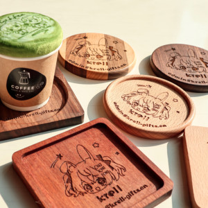 Wooden Coasters Custom Logo Coasters for Drinks Scald-proof Anti Slip Fashion Placemat Dish Custom logo Wood Coasters