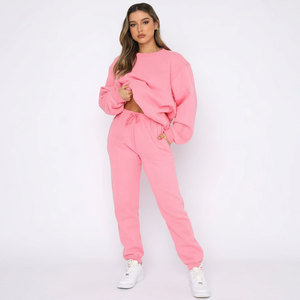 Conjunto de Sudadera y Pantalones de Chándal de Forro Polar Grueso Personalizado para Mujer, Venta al por Mayor, Liso, en Blanco, OEM, Gran Oferta - Product Image 1