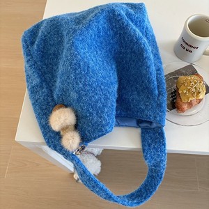 Bolso Tote de Lana Estilo Coreano para Mujer, Color Azul Klein, Felpa de Poliéster, Gran Capacidad, Bolso de Hombro para Uso Diario, Invierno 2025 - Product Image 2