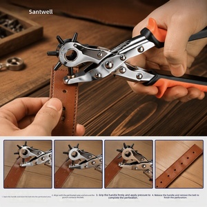 360 °   Pince à perforer rotative en cuir, acier 52, 6 tailles de trous, perforateur de ceintures pour artisanat DIY et bracelets de montre - Product Image 6