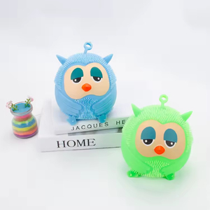 OEM Wholesale <b>LED</b> Light up PU Owl Spiky Puffer <b>Ball</b> Squeeze Toy for Boys & Girls Stress Relief Fidget Toy - Product Image 4