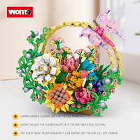 Woma Toys Nouveau panier de fleurs en briques de construction, ensemble de fleurs pour enfants et adultes