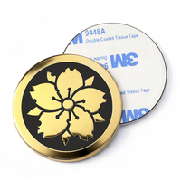 Étiquette Métallique Ronde OEM en Émail Motif Floral, Plaqué Or, pour Boîte Cadeau Cosmétique et Parfum, Décoration Personnalisée de Marque