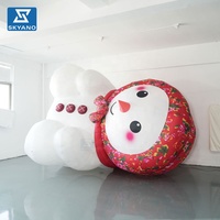 Modèle de bonhomme de neige gonflable de style nord-est avec écharpe géante, ornement de Noël extérieur pour centre commercial et camping