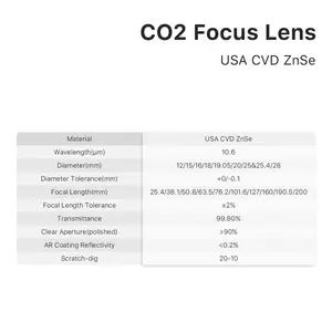 Good-Laser CO2 Lente de espejo láser 20mm CO2 Lente focal láser ZnSe para máquina cortadora de grabado CO2, Dia20mm FL50.8mm