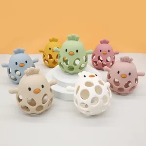 2024 New BPA Free Newborn Chew Sensory Chick Baby Teething Toy Animal Teether Baby Silicone