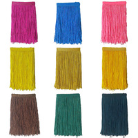 Bordure en dentelle colorée à franges en rayonne de 14 cm avec pompons pour vêtements, rideaux, jupes de danse, robes décoratives