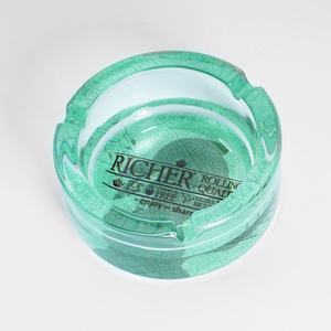 Cendrier de bureau moderne en verre transparent, rond, facile à nettoyer, porte-cendres de cigarettes, couleur et logo personnalisés pour la maison, l'hôtel, le restaurant - Product Image 6