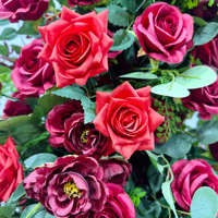 FS - Meilleures ventes : Arche de fleurs en soie 3D en forme de corne, fournitures de décoration de mariage personnalisées