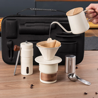 Kit de café arabe de luxe écologique en métal avec bouilloire à versement et moulin à café manuel pour le camping