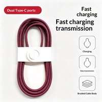 Kabel Pengisian Cepat Dual-USB-C Berjaring dengan Transfer Data untuk Pengisian Daya Ponsel iPhone 18 Pro Max 45W