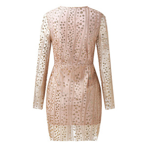 New Style Spring <strong>Summer</strong> <strong>Sequin</strong> Long Sleeve <strong>Dresses</strong> Party Dinner <strong>Sexy</strong> <strong>Bodycon</strong> <strong>Dress</strong> - Product Image 6