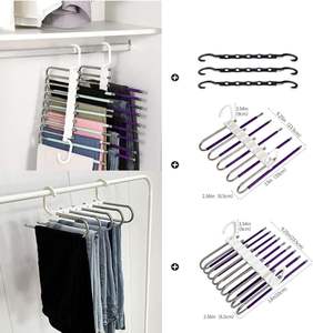 Perchas Multifuncionales Ahorradoras de Espacio 6 en 1 para Pantalones, Bufandas y Ropa, Plegables, de Acero Inoxidable, Multi-Nivel - Product Image 3