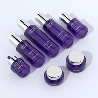 Ensemble de contenants vides en verre violet pour soins de la peau, 30g-150ml, flacon pompe, flacon compte-gouttes, pot à crème pour tonique, essence, lotion, sérum, personnalisable