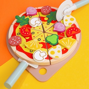 Juego de cocina de imitación de madera Unisex, juego de cocina educativo para cortar Pizza, juguetes de cocina para niños, juego de cocina de madera, juego de pizza de madera - Product Image 5