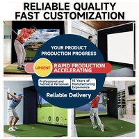 Cage de Simulateur d'Entraînement de Golf Extérieur pour la Pratique Sportive avec Filet d'Impact et Tous les Poteaux