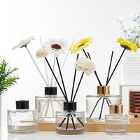 Nouvelle Arrivée Transparent Thé Couleur 100ml Cylindre Verre Bois Boule Cap Bâton Vide Maison Parfum Diffuseur Bouteille