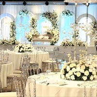Stand backdrop akrilik putih bundar berkualitas tinggi untuk dekorasi dinding latar belakang acara pesta pernikahan