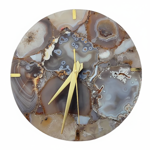 Vente chaude Horloge murale en pierre d'agate naturelle polie Forme arrondie pour la décoration de restaurant d'hôtel à la maison à un prix économique - Product Image 1