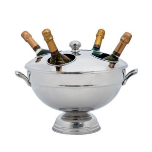 Seau à champagne en acier inoxydable, refroidisseur de vin pour 4 bouteilles, seau à glace avec couvercle et poignées amovibles pour hôtel, restaurant, buffet, traiteur - Product Image 1