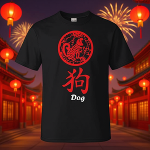 Camiseta con diseño de perro del zodíaco chino en color rojo para la celebración del Año Nuevo Chino - Product Image 3
