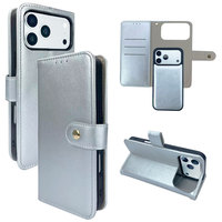 Étui portefeuille magnétique détachable en cuir PU de luxe avec fermeture à pression métallique, protection antichoc pour iPhone 18 17 16